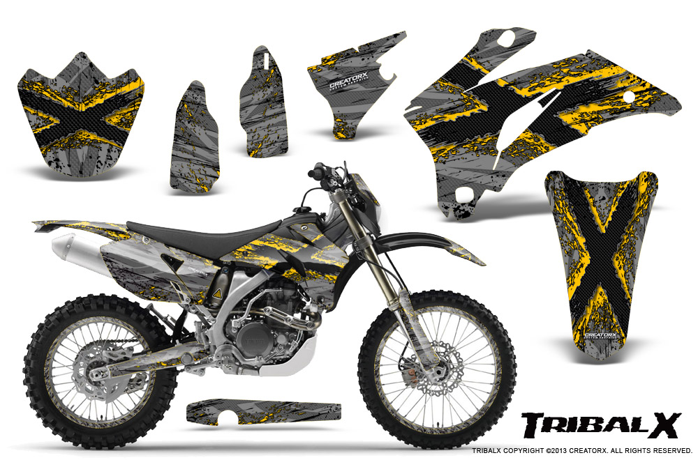Yamaha WR 250-450 07-10 Graphics Kit TribalX Yellow Silver NP Rims